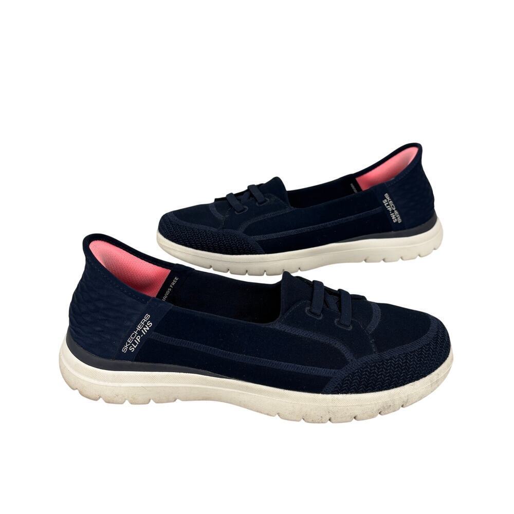 Skechers Slip Ins Sneaker Womens 8 Navy Blue On The Go Flex Top Slip On Comfort